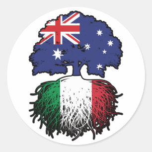 Adesivo Redondo Itália, Itália, Austrália Australiana, Bandeira Ra