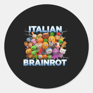 Adesivo Redondo Itália Italiano Brainrot Meme Engraçado Personagen