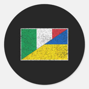 Adesivo Redondo Itália Ucrânia Bandeira Italiana Ucraniana Apoio C