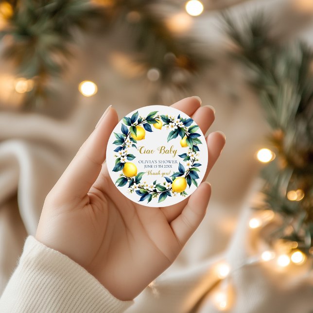 Adesivo Redondo Italian Amalfi Ciao Baby Thank You Stickers  (Criador carregado)