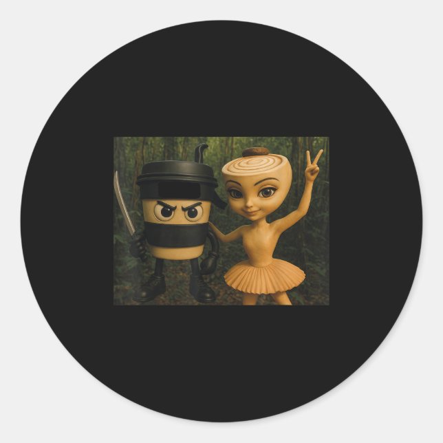 Adesivo Redondo Italian Brainrot Ballerina Cappuccina Cappuccino I (Frente)