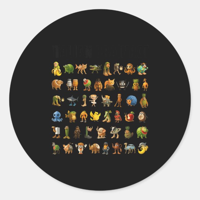 Adesivo Redondo Italian Brainrot Gen-z Meme Funny Brain Rot Christ (Frente)