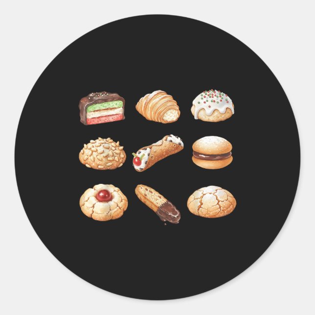 Adesivo Redondo Italian Christmas Cookie Xmas Holiday Men Women Ki (Frente)