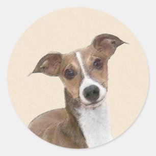 Adesivo Redondo Italian Greyhound Painting - Cute Original Dog Art