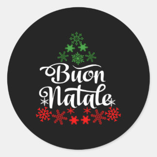 Adesivo Redondo italiano Buon Natale Snowflake Itália Árvore