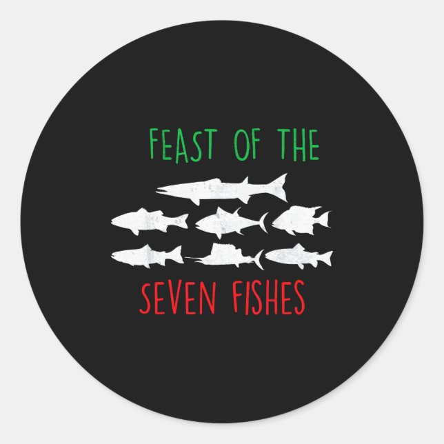 Adesivo Redondo Italy Feast Of The Seven Fishes Italian Christmas  (Frente)