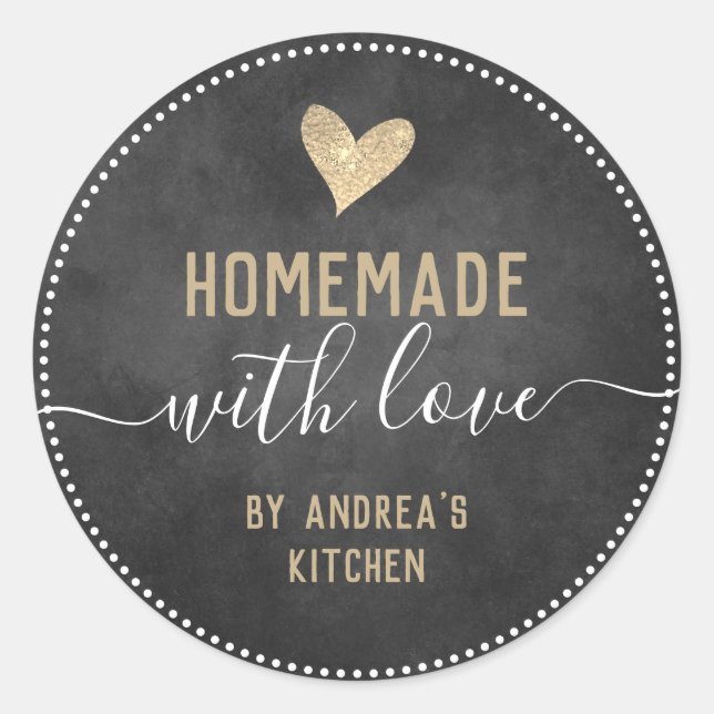 Adesivo Redondo Itens Classificados de Comida Caseira Chalkboard F (Frente)