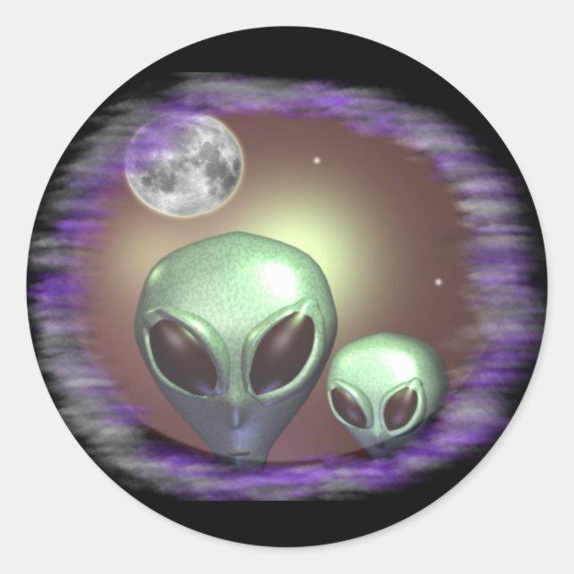Adesivo Redondo Itens de Cinza de alienígena (Frente)