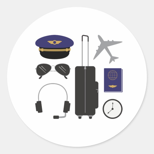 Adesivo Redondo Itens de Piloto (Frente)