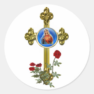 Adesivo Redondo Itens de presentes da Madre Mary Cross