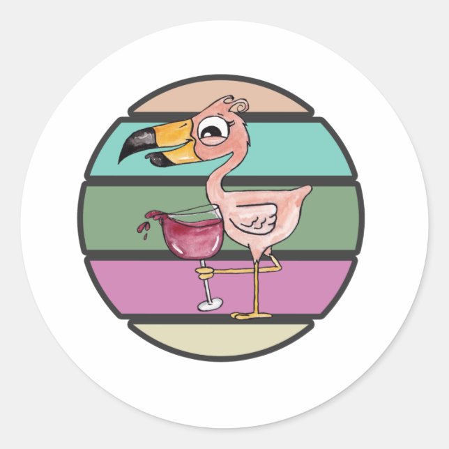 Adesivo Redondo It's 5 O'clock Somewhere Pink Flamingo Sticker (Frente)