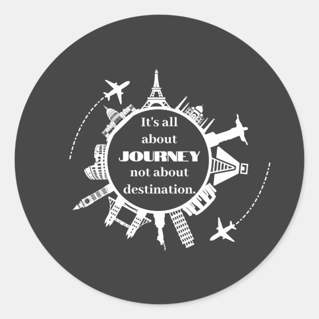 Adesivo Redondo its all about journey not about destination (Frente)