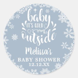 Adesivo Redondo It's Cold Outside Blue Boy Winter Baby Shower
