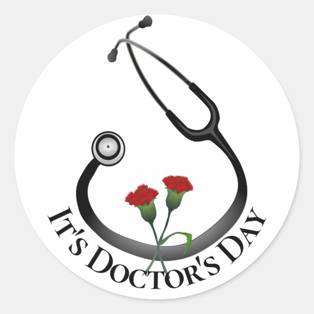 Adesivo Redondo It's Doctor's Day Stethoscope (Frente)