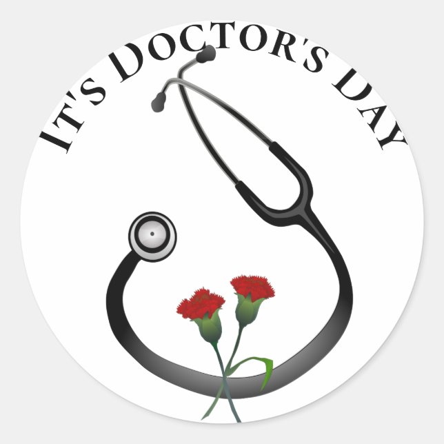 Adesivo Redondo It's Doctor's Day Stethoscope (Frente)