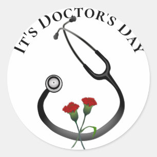 Adesivo Redondo It's Doctor's Day Stethoscope