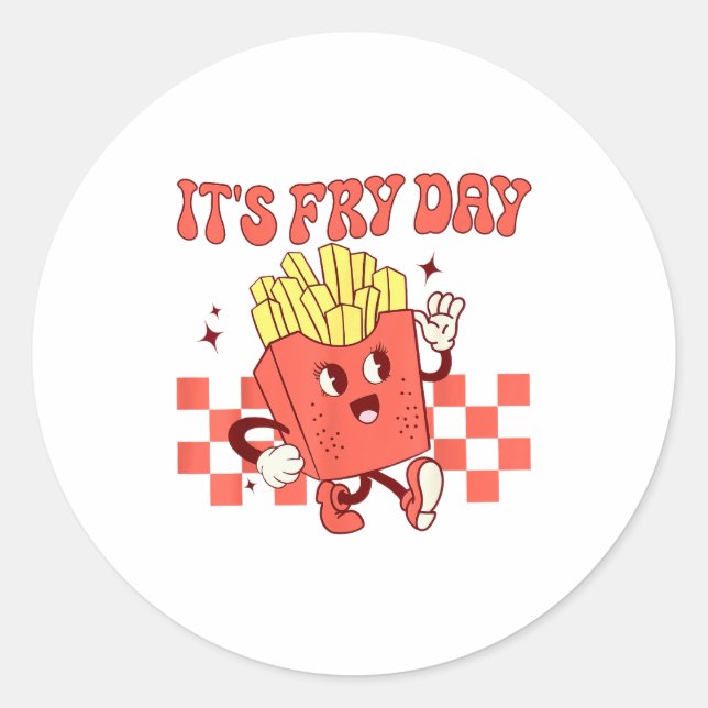 Adesivo Redondo It's Fry Day - Funny French Fries Fast Food  (Frente)