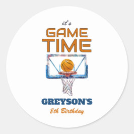 Adesivo Redondo It's Game Time Any Age Birthday
