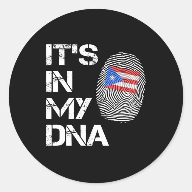 Adesivo Redondo Its in My DNA Puerto Rican  Flag (Frente)
