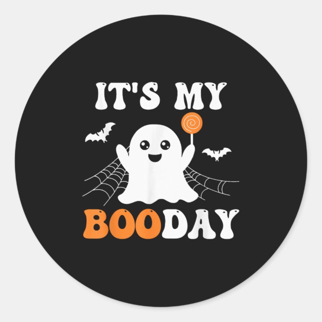 Adesivo Redondo It's My Booday Ghost Birthday  (Frente)