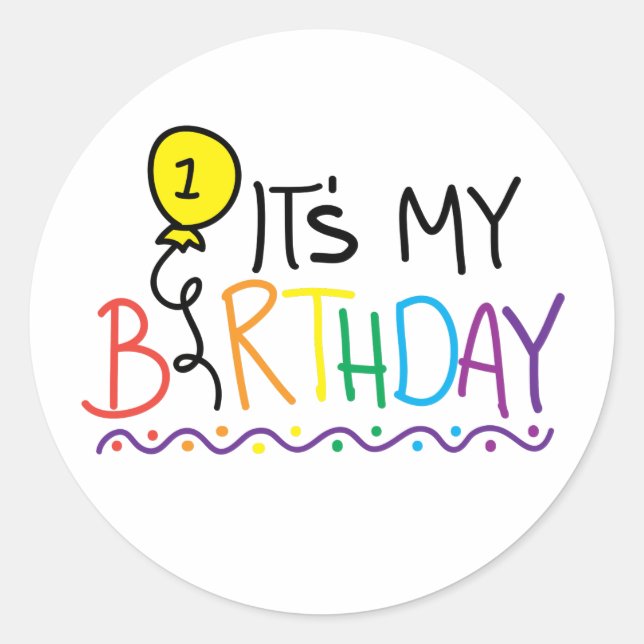 Adesivo Redondo it's my first birthday (Frente)
