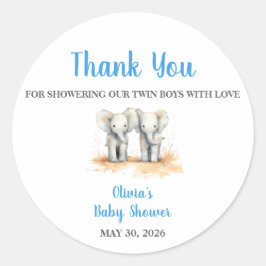 Adesivo Redondo It's twin Boys Baby Shower Stickers