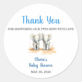 Adesivo Redondo It's twin Boys Baby Shower Stickers