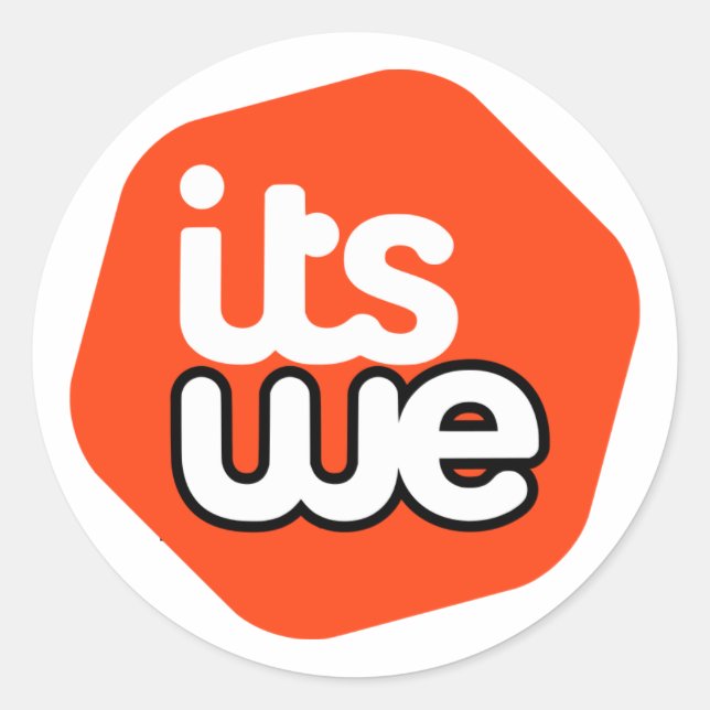 Adesivo Redondo It's We - parody logo - 20 stickers (Frente)
