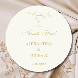 Adesivo Redondo Ivory Botanical Minimalist Wedding Thank You