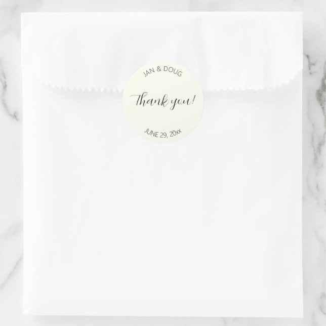 Adesivo Redondo Ivory Color Stylized Wedding Thank You (Bolsa)
