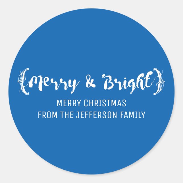 Adesivo Redondo Ivory Elegant Esboçou Feliz e Feriado Brilhante (Frente)