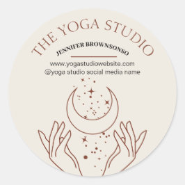 Adesivo Redondo Ivory Energy Heat Stars Mãos Lua Espiritual