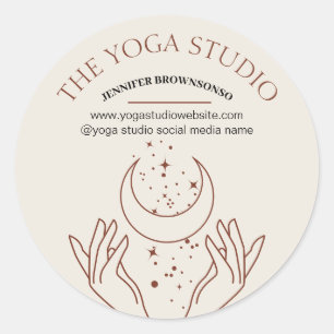 Adesivo Redondo Ivory Energy Heat Stars Mãos Lua Espiritual