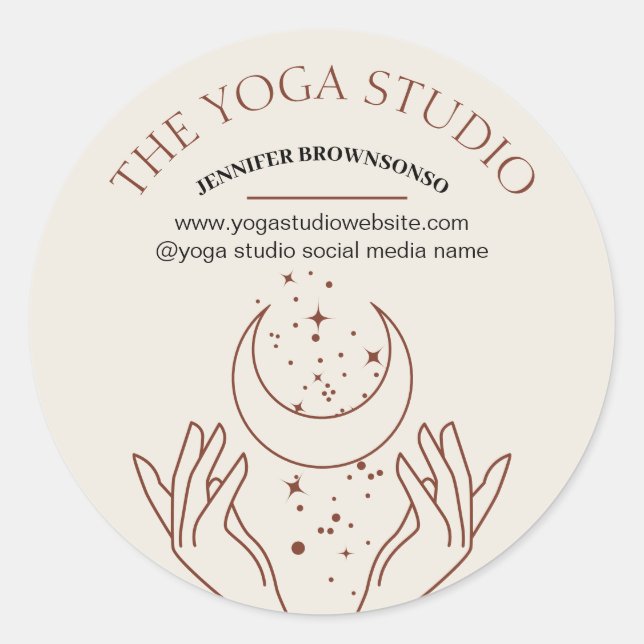 Adesivo Redondo Ivory Energy Heat Stars Mãos Lua Espiritual (Frente)