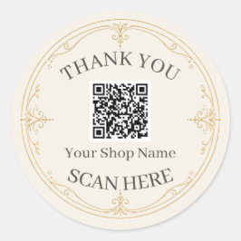 Adesivo Redondo Ivory Gold Pequena Empresa QR Code Obrigado