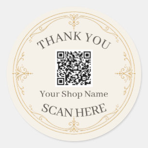 Adesivo Redondo Ivory Gold Pequena Empresa QR Code Obrigado