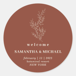 Adesivo Redondo Ivy Floral Terracotta Indie Bem-Vindo Casamento