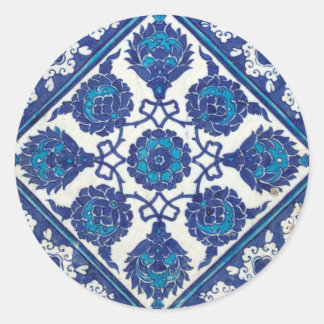 Adesivo Redondo Iznik Floral Étnica Tribal Turca Potéria Mosaica T