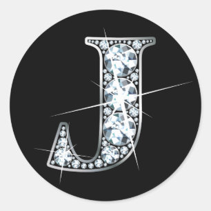 Adesivo Redondo "J" Diamond Bling Sticker