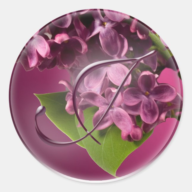 Adesivo Redondo J Monograma Envelope Lilac Vinheta (Frente)