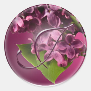 Adesivo Redondo J Monograma Envelope Lilac Vinheta