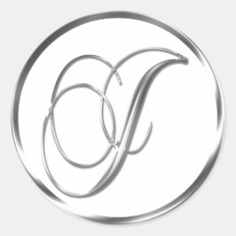 Adesivo Redondo J Monograma Faux Silver Envelope Ou Favor Seal