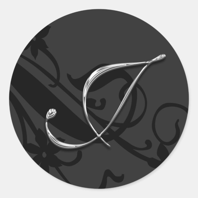 Adesivo Redondo J Monograma - Letra Casada Envelope Selo (Frente)