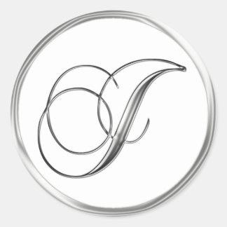 Adesivo Redondo J Monograma - Letra Sliver No Casamento Branco