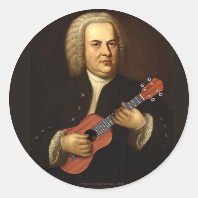 Adesivo Redondo J.S. Bach em Uke (Frente)