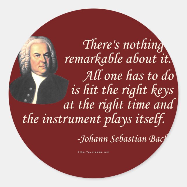 Adesivo Redondo J.S. Bach sobre jogar (Frente)