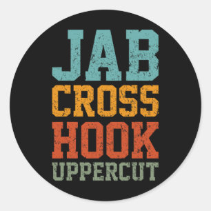 Adesivo Redondo Jab Cross Hook Cortado Superior Engraçado Engraçad