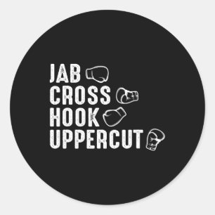 Adesivo Redondo Jab Cross Hook Uppercut Boxer Luvas Boxer