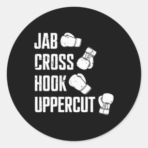 Adesivo Redondo Jab Cross Hook Uppercut Boxer Workout