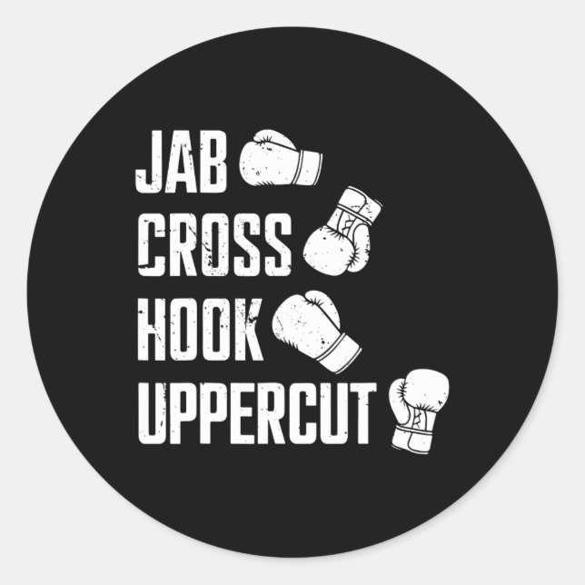 Adesivo Redondo Jab Cross Hook Uppercut Boxer Workout (Frente)